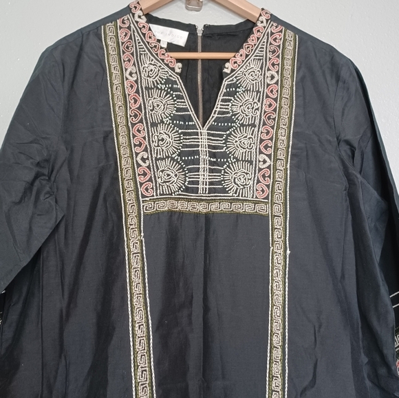 NWT Souk Indigo Mabel Boho Ethic Embroidered Stitch Modest Maxi Dress - Picture 6 of 15